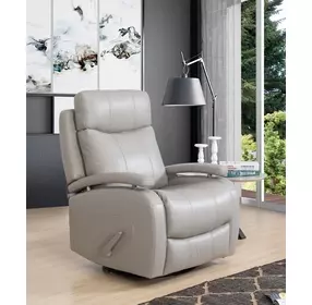 Duffy Gable Dove Leather Swivel Glider Recliner