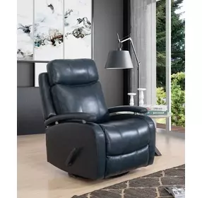 Duffy Ryegate Sapphire Blue Leather Swivel Glider Recliner
