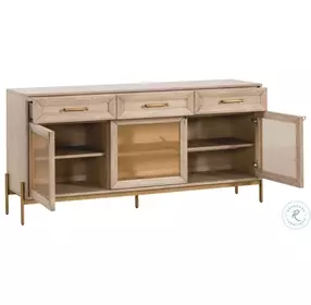 Dwell Light Honey And Brushed Gold Media Sideboard