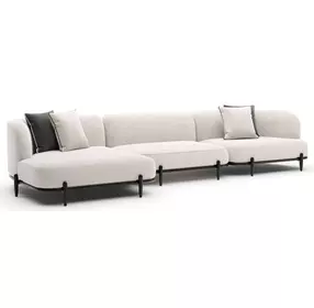 Madera Oatmeal 3 Piece Modular LAF Chaise Sectional with Pillows