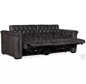 Savion Grandier Bellagio Gravel Leather Power Reclining Loveseat With Power Headrest