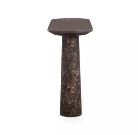 Braya Dark Brown Oval Concrete Top Console Table
