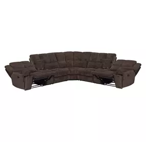 Bronco Plush Umber 7 Piece Modular Reclining Sectional with Console and USB Charging