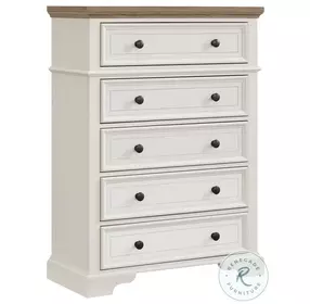 Ulysses Brown And Off White 5 Drawer Youth Chest