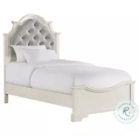 Ulysses Off White And Light Grey Youth Upholstered Panel Bedroom Set