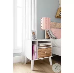 Piperton Two Tone Brown and White Large 1 Drawer Nightstand