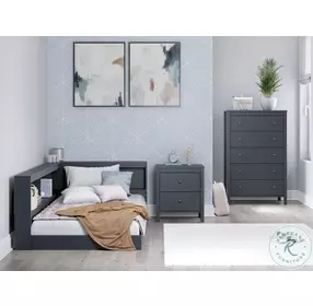 Simmenfort Navy Blue Twin Bookcase Storage Bed