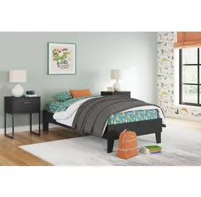 Socalle Matte Black Twin Platform Bed
