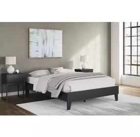 Socalle Matte Black Queen Platform Bed