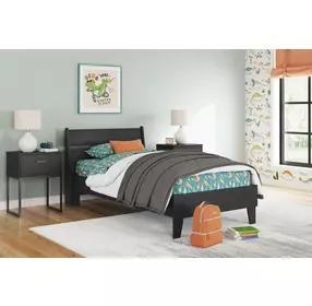 Socalle Matte Black Twin Panel Headboard