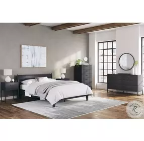 Socalle Matte Black Queen Panel Bed