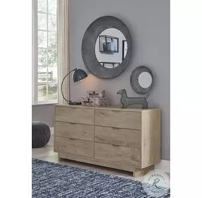 Oliah Natural Large 6 Drawer Dresser