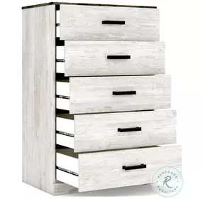 Shawburn Whitewash and Charcoal Gray Large 5 Drawer Chest