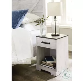 Shawburn Whitewash and Charcoal Gray Large 1 Drawer Nightstand