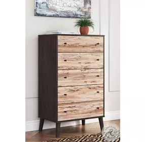 Piperton Brown and Black 5 Drawer Chest