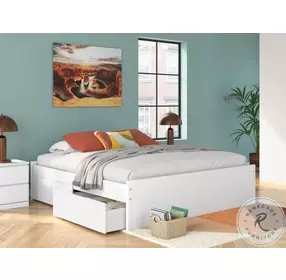 Onita White King Platform Bed with 1 Side Storage