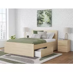 Onita Natural Full Panel Platform Storage Bed with 4 Drawers