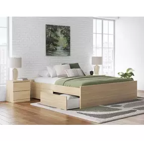 Onita Natural King Platform Storage Bed with 2 Drawers