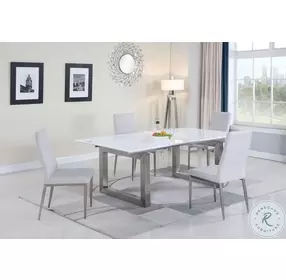 Ebony Gloss White Extendable Dining Table