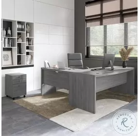 Echo Modern Gray 72" Bow Front L Shaped Desk