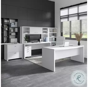 Echo Pure White 72" Bow Front Desk