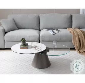 Eclipse White And Gray Swivel Coffee Table