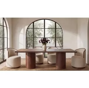 Rossi Beige Upholstered Swivel Dining Chair