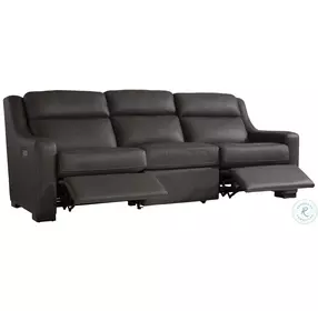 Germain Grey Leather Power Reclining Sofa