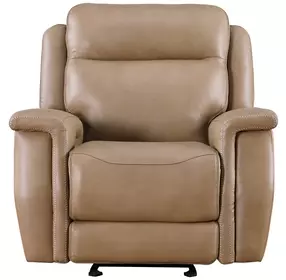 Fischer Saddle Leather Glider Power Recliner with Power Headrest and USB Charging