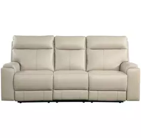 Bryluxe Taupe Leather Lay Flat Power Reclining Living Room Set with USB Charging
