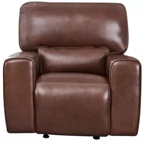 Broadway Brown Leather Glider Power Recliner with Power Headrest and USB Charging