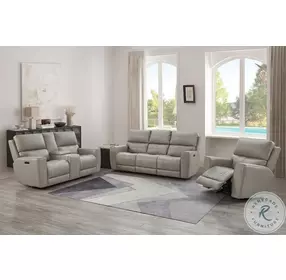 Laredo Cement Leather Power Reclining 87" Sofa with Power Headrest