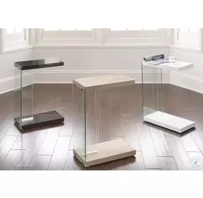 Elaina Glossy White End Table