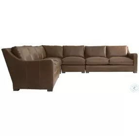 Ventura Brown Leather 5 Piece Sectional