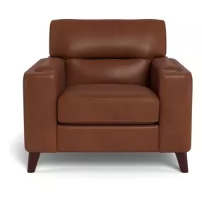 Elwyn Pecan Leather Upholstered Accent Chair