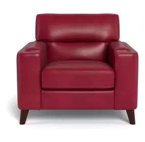 Elwyn Cranberry Leather Upholstered Accent Chair