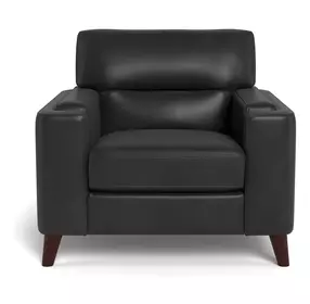 Elwyn Black Leather Upholstered Accent Chair