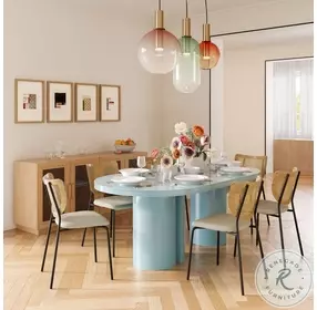 Elora Blue Lacquer Oval Dining Table