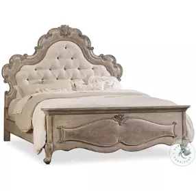 Versailles Beige And Antique Linen upholstered Panel Bedroom Set