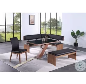 Emma Black And Walnut Upholstered Nook Bench