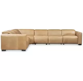 Billings Brown 6 Piece Leather Power Motion Sectional