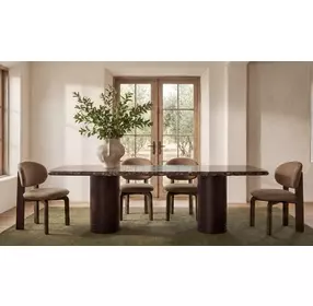 Sami Brown Performance Fabric Upholstered Dining Chair Set of 2