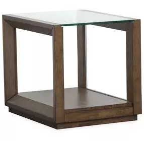 Sebastian Cinnamon Rectangular Glass Top End Table