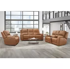 Belmont Lyric Caramel Leather Zero Gravity Power Recliner with USB Charging