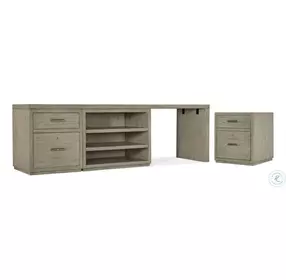 Linville Falls Soft Smoked Gray 96" Desk with File and Open Desk Cabinet