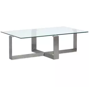 Whitehall Aged Pewter and Chrome Pucks Rectangular Glass Top Cocktail Table