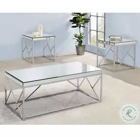Evelyn Mirror And Shiny Chrome Cocktail Table