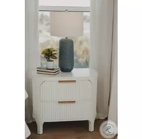 Harbor Point Reed Timeless Clean White 2 Drawer Nightstand with USB Charging