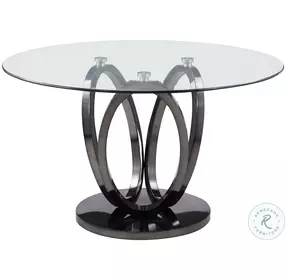 Evelyn Clear Glass And Graphite Dining Room Set with Molly Motion Back Side Chair