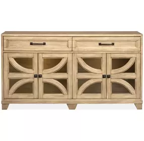 Coventry Honey Maple 4 Glass Door Buffet with LED